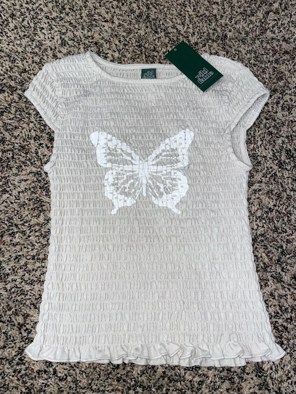 Wild Fable Y2K Smocked Famous Cap Sleeve Cropped Stretch Tee Various Sizes | NWT